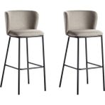 Mına 2'li Bar Sandalyesi Seti, 73 cm Oturum, Ayak Destekli, Modern Tasarım - Bej
