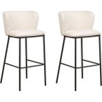 Mına 2'li Bar Sandalyesi Seti, 73 cm Oturum, Ayak Destekli, Modern Tasarım - Beyaz