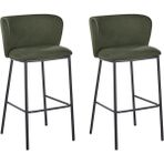 Mına 2'li Bar Sandalyesi Seti, 73 cm Oturum, Ayak Destekli, Modern Tasarım - Yeşil