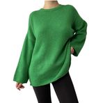 MİNA AİSE Benetton Yeşili Oversize Bisiklet Yaka Yumoş Triko Kazak 26046