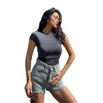 MİNA AİSE Füme Bisiklet Yaka Kısa Kollu Slimfit Basic Body, Modern ve Şık, Günlük Kombinler İçin İdeal - 27132