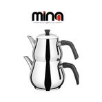Mina Damla Orta Boy Paslanmaz Çelik Çaydanlık Takımı 1.00l 1.80l İnox