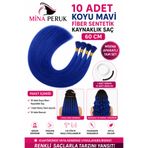 Mina Peruk KOYU MAVİ Parlama Yapmaz Mat Fiber Sentetik Renkli Boncuk Kaynak Saç 60 cm - 10'lu Paket