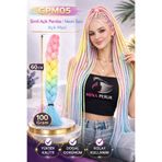 Mina Peruk Simli Fuşya / Neon Sarı / Açık Mavi Ombreli Örgülük Saç 100 Gr.