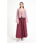 minaaise Bordo Modal Kumaş Çizgili Önden Bağlamalı Bluz 29292
