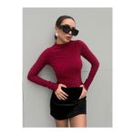 minaaise Kadın Bordo Sandy Kumaş Taşlı Bluz 30098