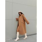 Minaaise Kadın Camel Astarlı Uzun Oversize Kaşe Kaban 30110