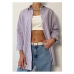 minaaise Lila Çizgili Oversize Gömlek 27001