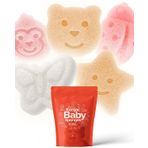 MINAMUL Konjac Banyo Süngeri | Doğal Sevimli Şekiller | Bebekler için Çocuk Banyo Süngeri | Yeni Yürüyen Çocuk Banyo zamanı | Güvenli Organik Bitki Bazlı | 5 parça Set: Ayı, Maymun, Kelebek, Uğur Böceği, Yıldız