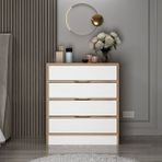 Minar Elina Modern Şifonyer Dore Beyaz 4 Çekmeceli 79 cm Yükseklik 70 cm Genişlik