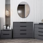 Minar Kale Luxe Aynalı 4ç Şifonyer - Antrasit - Montajsız
