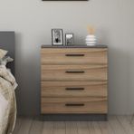 Minar Kale Şifonyer Antrasit/Dore Modern Tasarım 70 cm Genişlikte Fonksiyonel Çekmecelerle - Antrasit - Sarı