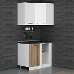 Minar Mobilya K105D1 Beyaz-Ceviz 105 cm Köşe Mutfak Dolabı