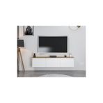 Minar Parion Duvara Monte RGB Led Işıklı Tv Ünitesi - Beyaz/Artisan