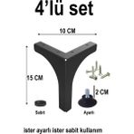 Minart Metal Ayak 15CM Dekoratif Metal Mobilya, Dolap, Koltuk, Kanepe, Tv Ünitesi Ayağı Ayarlanabilir