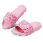 MINBEI Kızlar kaydırıcılar erkek Flip flop çocuklar plastik terlik yaz ayakkabı havuz banyo plaj ev için hafif kaymaz, S154 Pembe, 11 UK Child