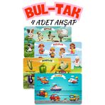 Minçu Toys Eğitici Ahşap Bul Tak Oyuncağı , Taşıtlar,Meslekler, 4'lü Set + Okul Öncesi,2-4Yaş