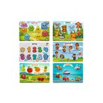 Minçu Toys Türkçe İngilizce 6' lı set,Eğitici Ahşap Bul Tak Oyuncağı,Zeka Geliştirici Oyuncak