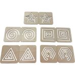 Mind of Toys Ahşap Sağ ve Sol El Koordinasyon Oyunu, Iki El Çizgi Çalışması, Geometrik Desenler, 5'li Çizim Seti - Geometrik Desenler