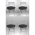 MİNDERHAN SAÇAKLI FIRFIRLI OVAL SANDALYE MİNDERİ 45X45 CM ( 4 ADET )