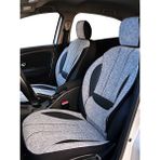 Minderland Axiom Comfort Serisi - Peugeot Partner Tepee ile Uyumlu Koltuk Kılıfı, Keten-Deri / Gri