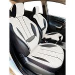 Minderland Axiom Comfort Serisi - Peugeot Partner Tepee ile Uyumlu Koltuk Kılıfı, Keten-Deri / Kemik - Kırık Beyaz
