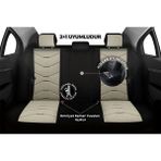 Minderland Verita Elegance Serisi - Citroen C3 Aircross ile Uyumlu Koltuk Kılıfı, Keten-Deri / Krem - VEE1505 - Krem Rengi - Bej