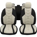 Minderland Verita Elegance Serisi - Citroen Saxo ile Uyumlu Koltuk Kılıfı, Keten-Deri / Krem - VEE1516 - Krem Rengi - Bej