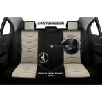 Minderland Verita Elegance Serisi - Mazda Mazda2 ile Uyumlu Koltuk Kılıfı, Keten-Deri / Krem - VEE4804 - Krem Rengi - Bej