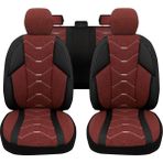Minderland Verita Elegance Serisi - Tofaş Şahin ile Uyumlu Koltuk Kılıfı, Keten-Deri / Bordo - VEE8403