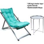 Minderli - Limy Şezlong Seti Katlanır Set - 1 Şezlong 1 Sehpa - 6456 Ecorce Tube Marron - Polyester