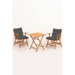 Minderli Loretta Masa Sandalye Seti 2+1 Ahşap Bahçe Balkon Teras Katlanır Set 60x60 Masa-antrasit Antrasit