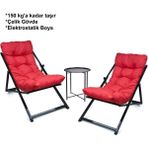 Minderli - Yums Şezlong Seti Katlanır Ikili Set - 2 Şezlong 1 Sehpa - 6456 Ecorce Tube Marron - Polyester