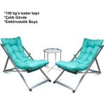 Minderli - Yusy Şezlong Seti Katlanır Ikili Set - 2 Şezlong 1 Sehpa - 6456 Ecorce Tube Marron - Polyester