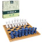 Mindful Classics Dikkatli Klasikler, Satranç Dama Tahta Oyun Seti, Bambu Ahşap Kutulu Aile Masa Oyunları Çevre Dostu Hediye, 8 Yaş ve üzeri Çocuklar için