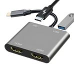 Mindorlen Monitör için USB C HDMI VGA Adaptörü, USBC Dizüstü Bilgisayar Bağlantı İstasyonu Çift Monitör Dongle MacBook, USB-C Hub Powered Mac, Hızlı Şarj Chromebook ile USB C Adaptör Kablosu, Tip C Dock