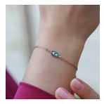 Mine İşli Göz Model Çift Zincirli Rose Gold Kaplama Gümüş Bileklik