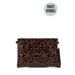 minebag Tablet Boy Dikişli Clutch Suni Deri Kadın Yıldız Çapraz Çanta Tbstar Kahverengi Rugan