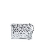 minebag Yıldız Dikişli Clutch Star Kadın Çanta Gümüş Rugan