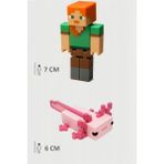 Minecraft Alex ve Pembe Aksolotl Axolotl Set Hareketli Eklemli Figür
