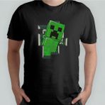 Minecraft - Creeper %100 Pamuklu Bisiklet Yaka T-Shirt - Siyah - 8 - 12 Yaş