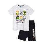MINECRAFT Karakterleri Baskılı Erkek Çocuk Kapri T-shirt 2'li Takım Gri Siyah