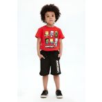 MINECRAFT Karakterleri Baskılı Erkek Çocuk Kapri T-shirt 2'li Takım Kırmızı