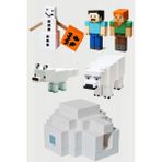 Minecraft Kış Seti Winter Set Snow Golem, Kış Tilkisi, Ayı, Iglo, Steve, Alex - beyaz