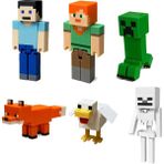 Minecraft Macera Başlangıç Seti Steve Alex Creeper Tavuk Tilki Skeleton - Beyaz