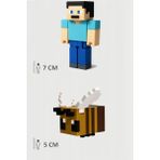 Minecraft Steve ve Arı Bee Set Hareketli Eklemli Figür - Sarı