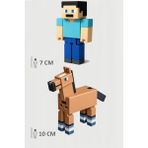 Minecraft Steve ve At Horse Set Hareketli Eklemli Figür - Kahve