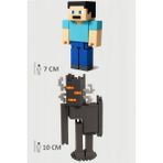 Minecraft Steve ve Creaking Gıcırtı Set Hareketli Eklemli Figür - Gri - Siyah