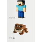 Minecraft Steve ve Kahverengi Kurbağa Frog Set Hareketli Eklemli Figür