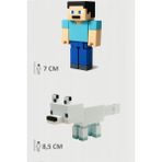 Minecraft Steve ve Kış Tilkisi Set Hareketli Eklemli Figür - Mavi